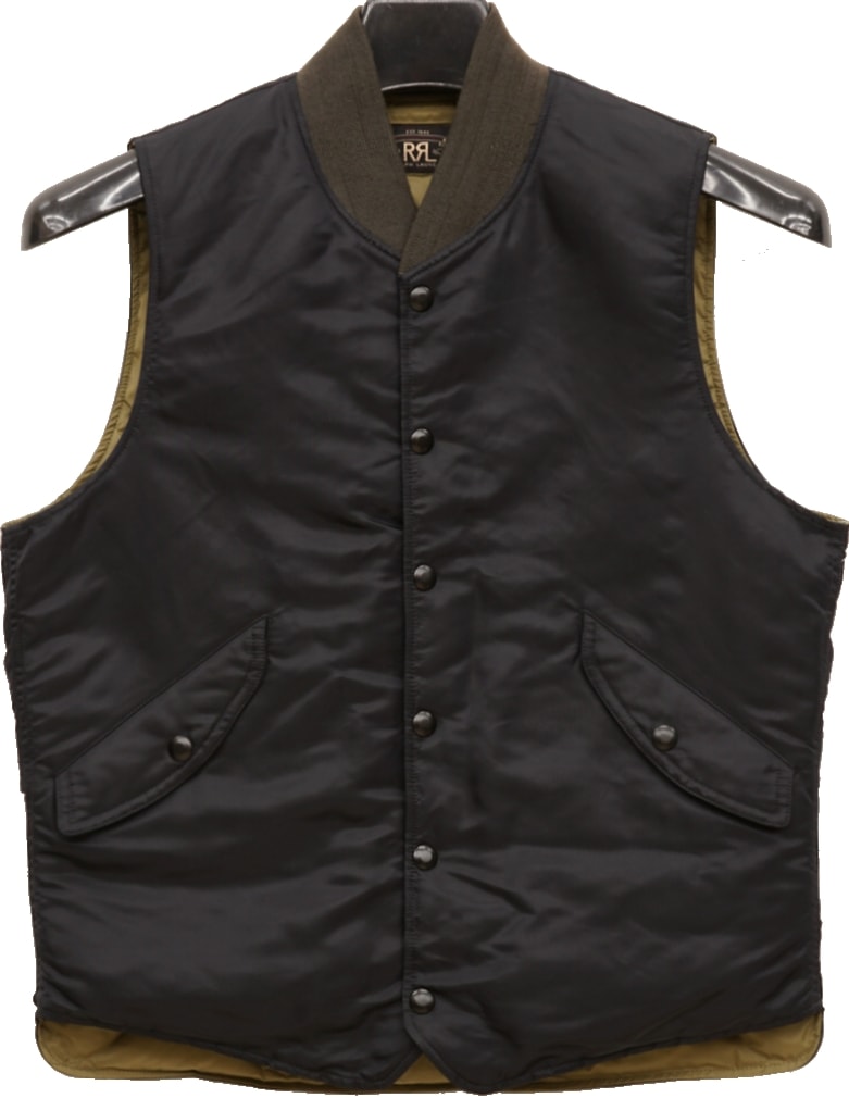 ダブルアールエル) RRL ツイル ダウン ベスト ブラック メンズ Twill