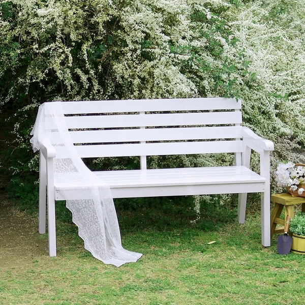ガーデンベンチ 木製 幅130 Elan ホワイト (EL-130WHT) ※北海道＋3000
