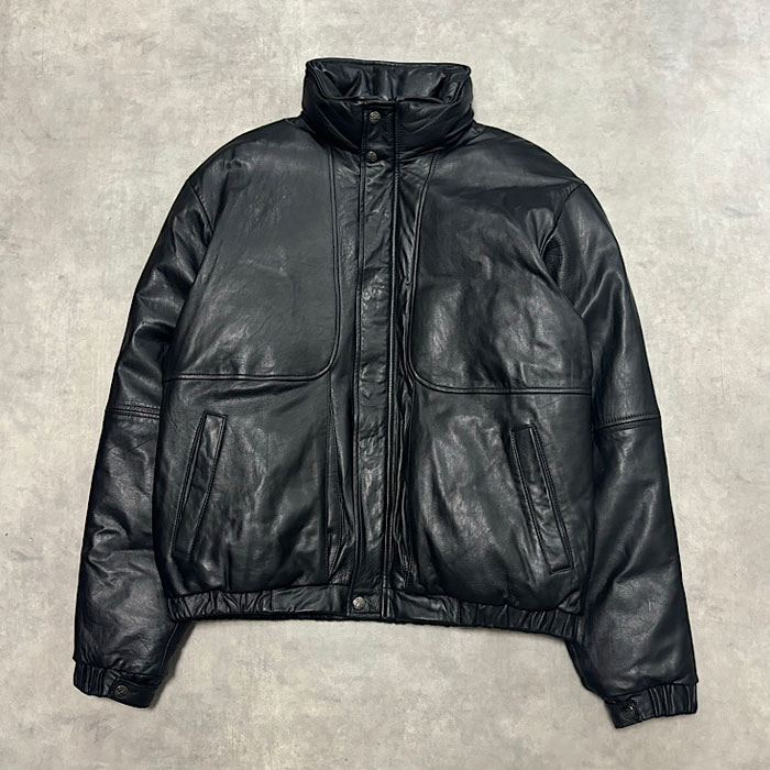 80'S EDDIE BAUER Leather Down Jacket M/BLACK 80年代 エディバウアー