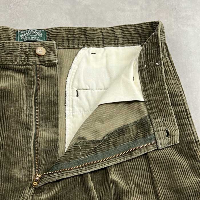 90'S POLO COUNTRY Couduroy Pants Made in USA GREEN W36L30 90年代