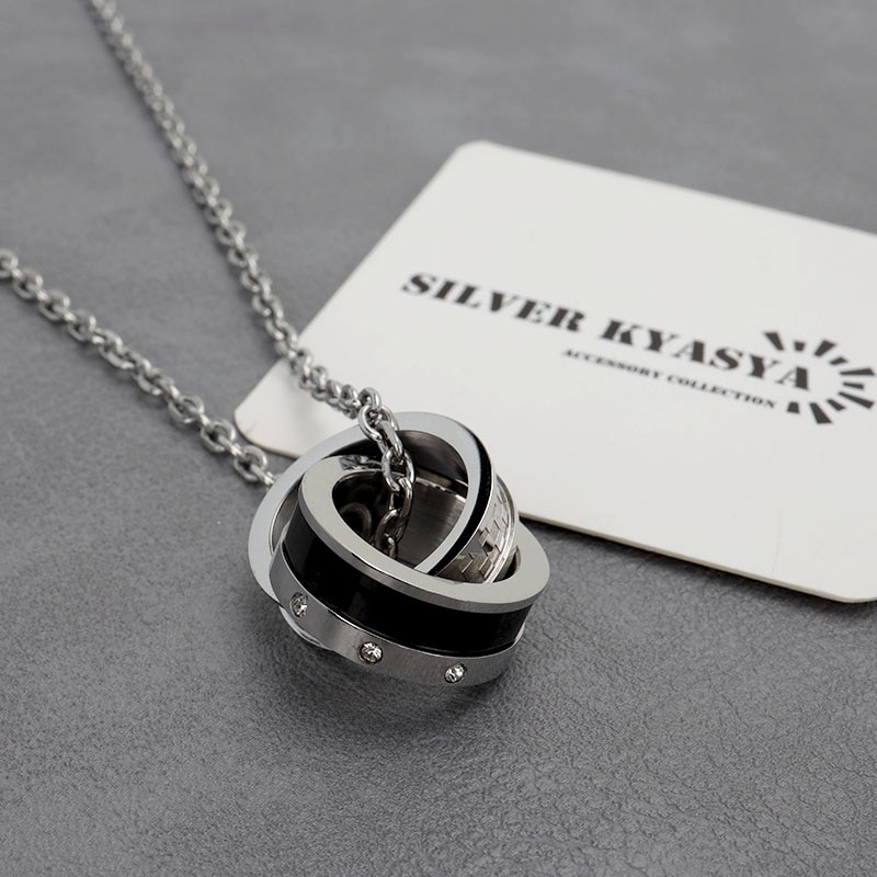 ステンレス ダブルリングネックレス [n757] | ネックレス,ステンレス