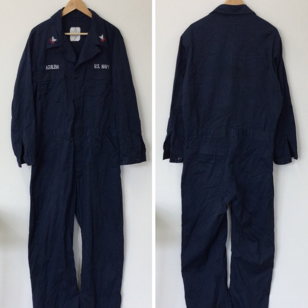 U.S.NAVY ジャンプスーツ サイズ46R つなぎ オールインワン 紺色 ARMY
