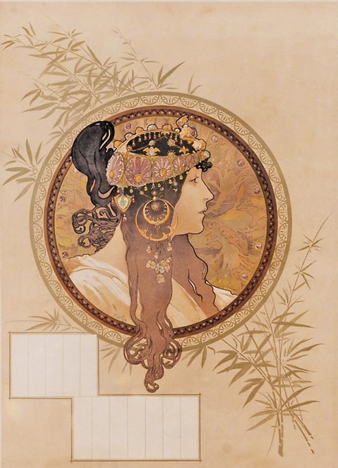 アルフォンス・ミュシャ 「ビザンティン風の頭部・ブルネット