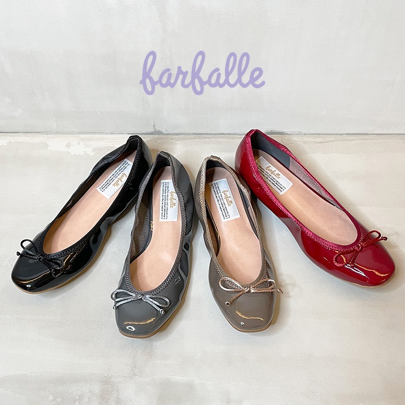 ファルファーレ farfalle】エナメルスクエアギャザーバレエ | ANNE