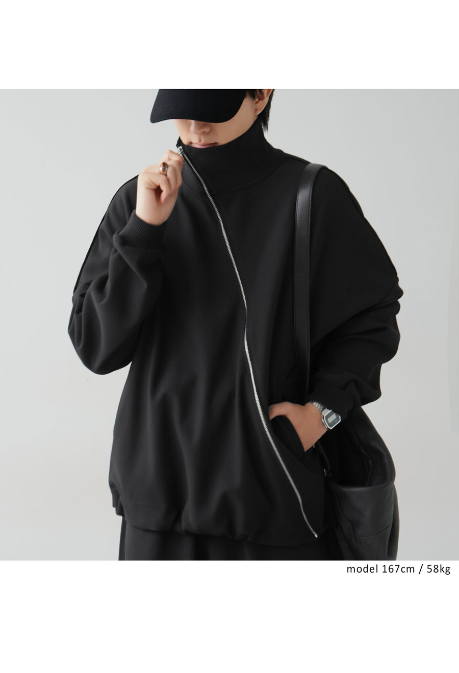 斜めZIP 裏起毛 ジョーゼットジャケット メンズ 送料無料・再入荷