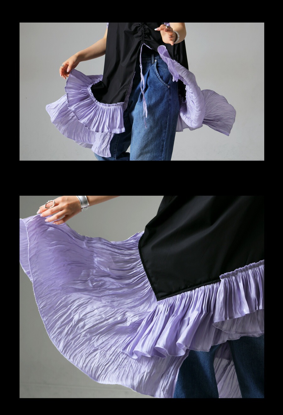 フリルトップス レディース トップス 半袖 リメイク服 送料無料