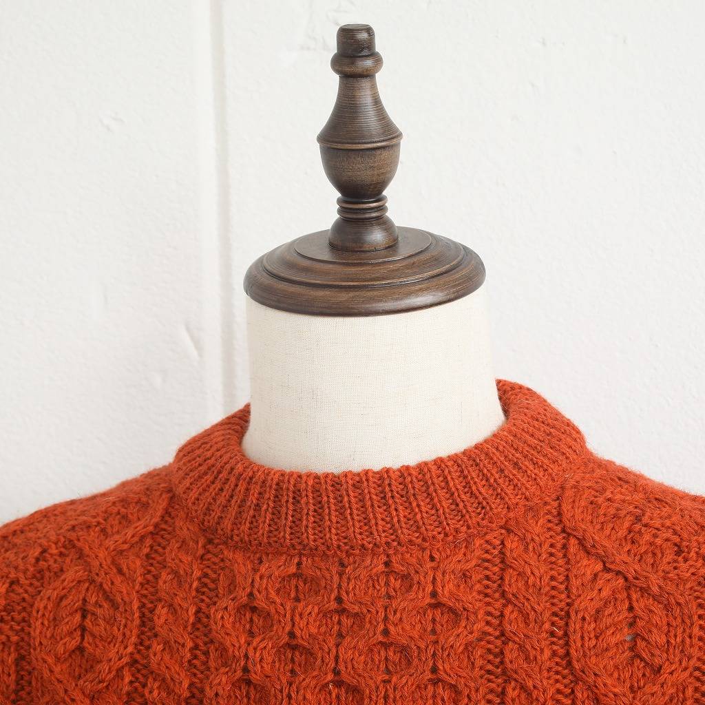PEREGRINE ペレグリン ケーブルニット ウール クルーネック オレンジ