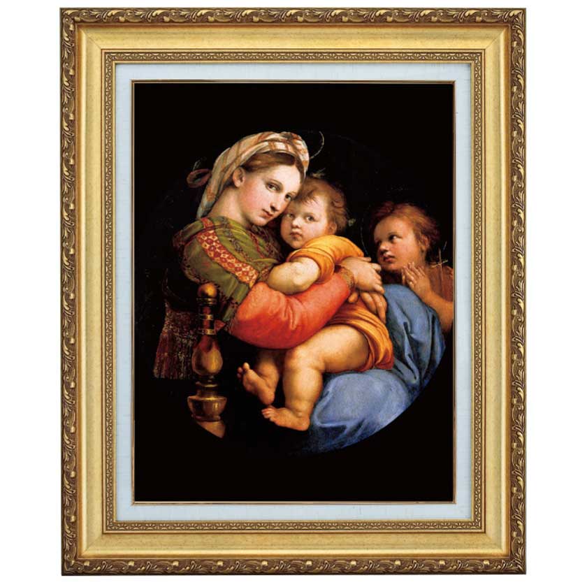 小椅子の聖母』 ラファエロ 6号 立体複製名画 額装付 【ポイント5