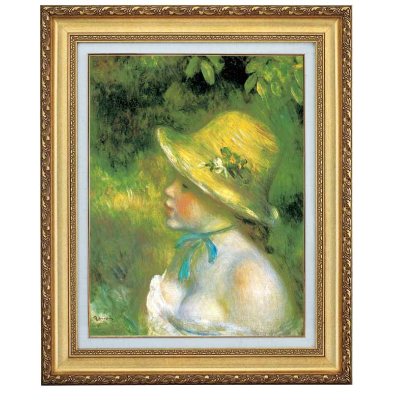 麦わら帽子を被った少女』 ルノワール 6号 立体複製名画 額装付