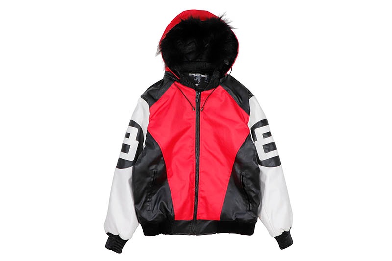 SPORTIER 1957 PU LEATHER 8 BALL WITH FAUX FUR HOOD JACKET (M2021
