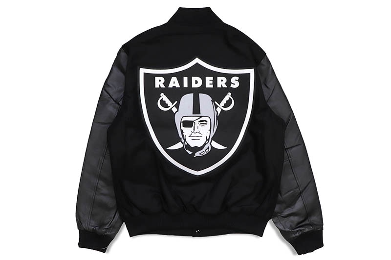 JH Design LAS VEGAS RAIDERS REVERSIBLE WOOL AND LEATHER JACKET