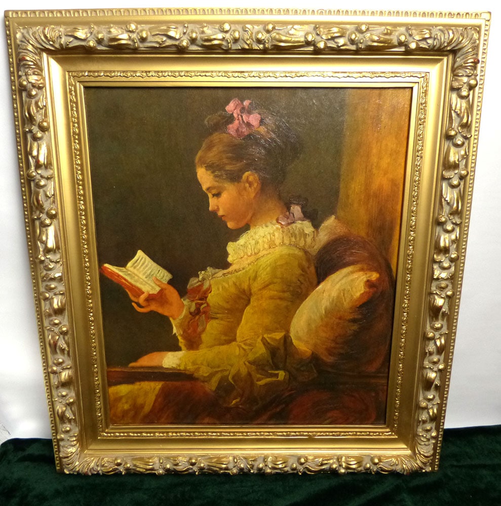 ジャン・オノレ・フラゴナール 「読書する娘」油絵 立体複製画 美人画