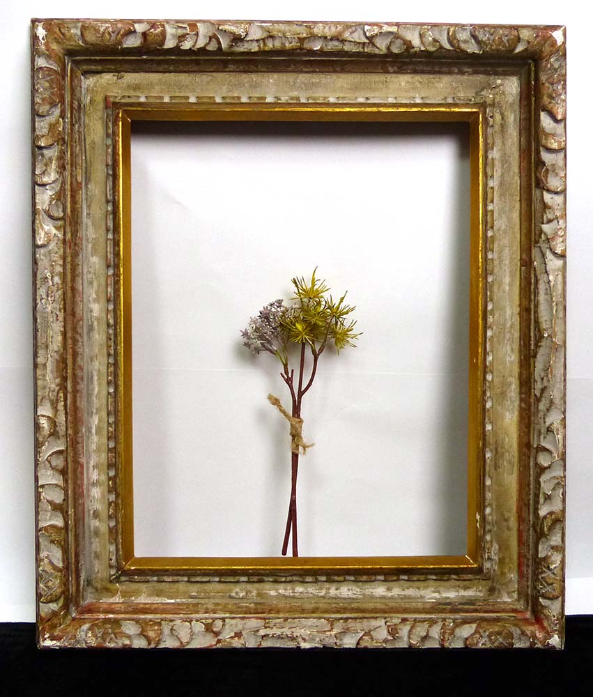 レトロ オールド シャビーな装飾付き油彩額縁 木製フレーム 油絵 / F6