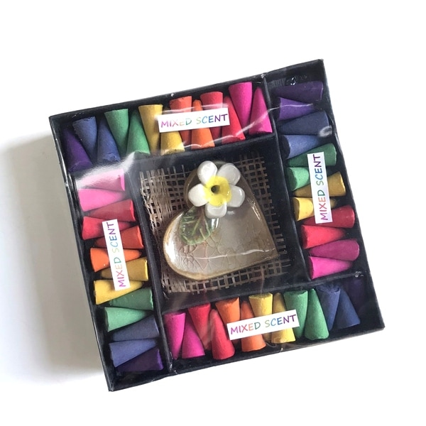 お香セット／三角香＆お香立てのセット【バラエティミックス】【リーフ