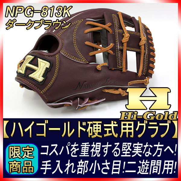 ハイゴールド NPG-813K ダークブラウン×タン紐 一般硬式内野用グラブ