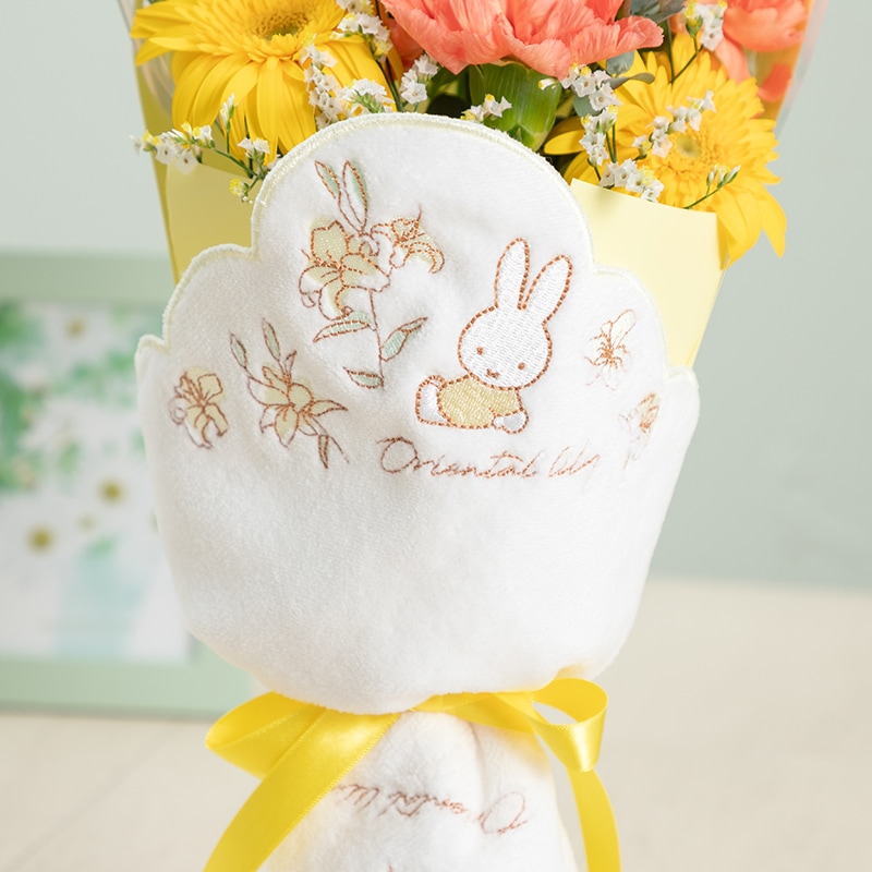 直送商品A】ミニタオル/チャームが選べる フラワーブーケ イエロー