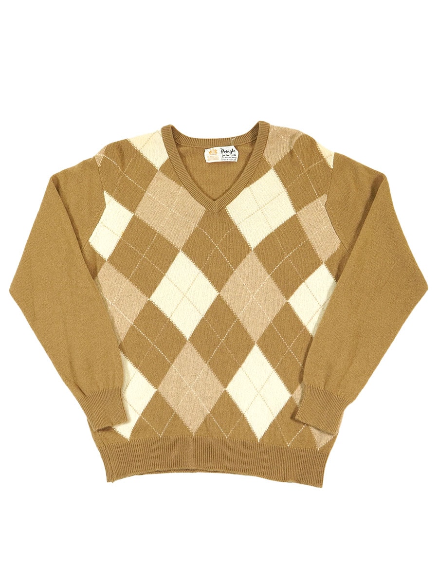 スコットランド製 Pringle アーガイル柄 Vネック ニットセーター 実寸