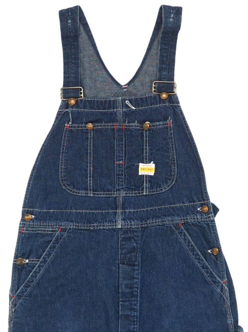 50's PAY-DAY デニムオーバーオール スクエアバック 良雰囲気 実寸