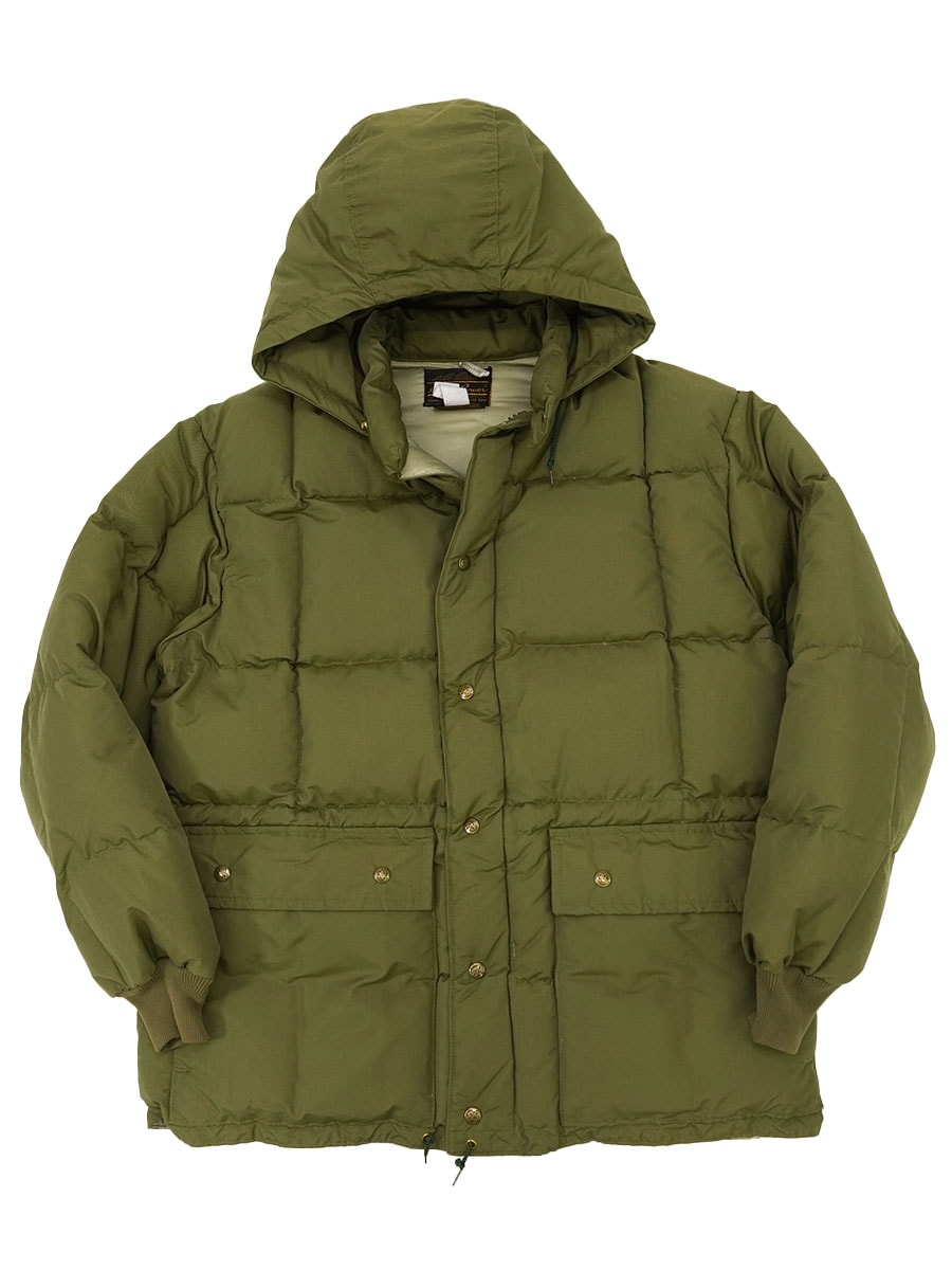80's 黒タグ エディバウアー フード付き ダウンジャケット オリーブ