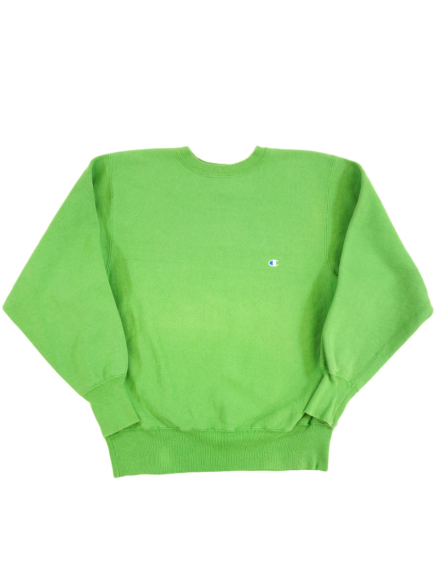 90's 刺繍タグ チャンピオンRW 無地 レアカラー ライムグリーン 表記(L