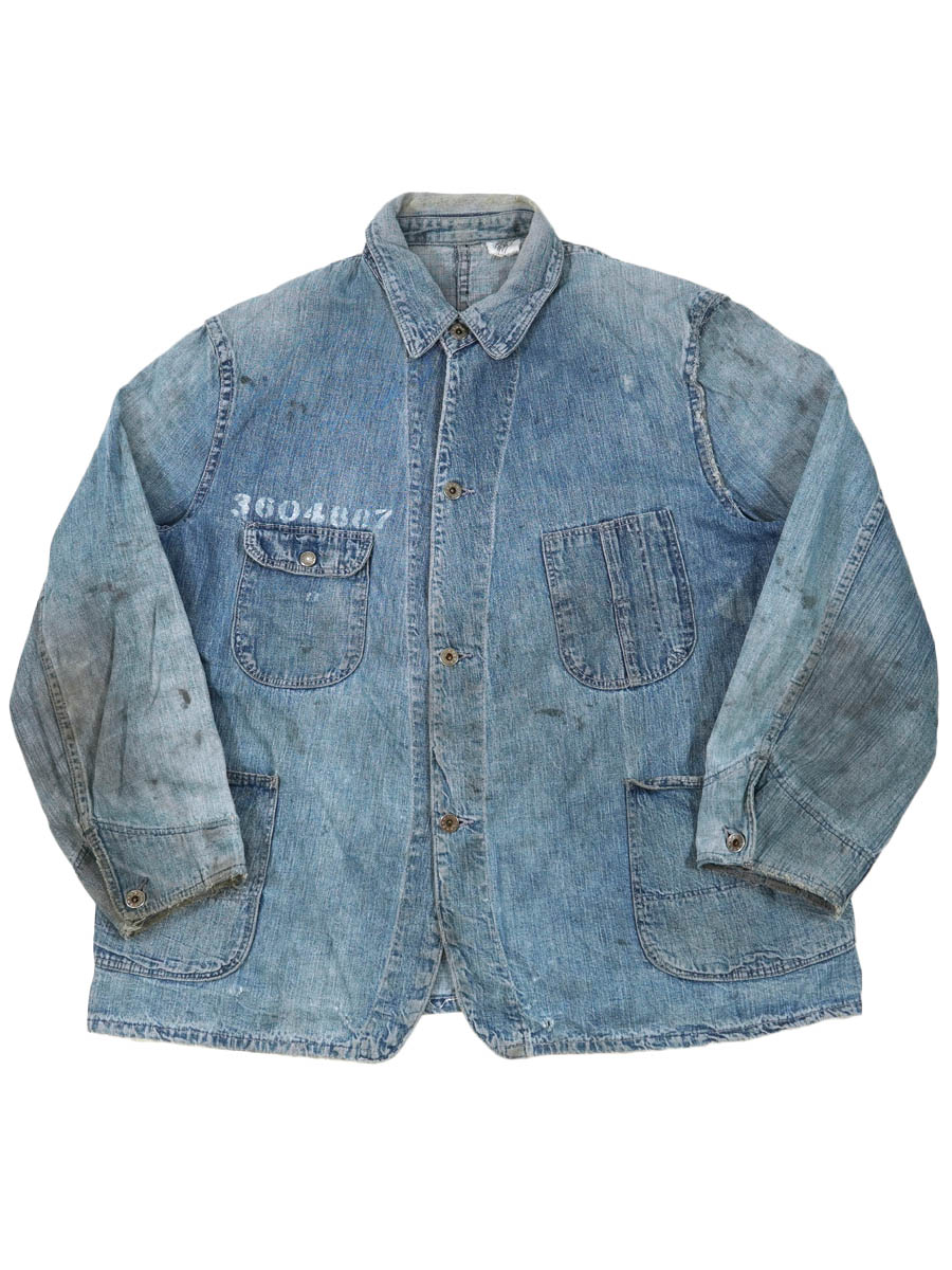 40's 月桂樹ボタン 大戦 デニムカバーオール ステンシル 実寸(42位