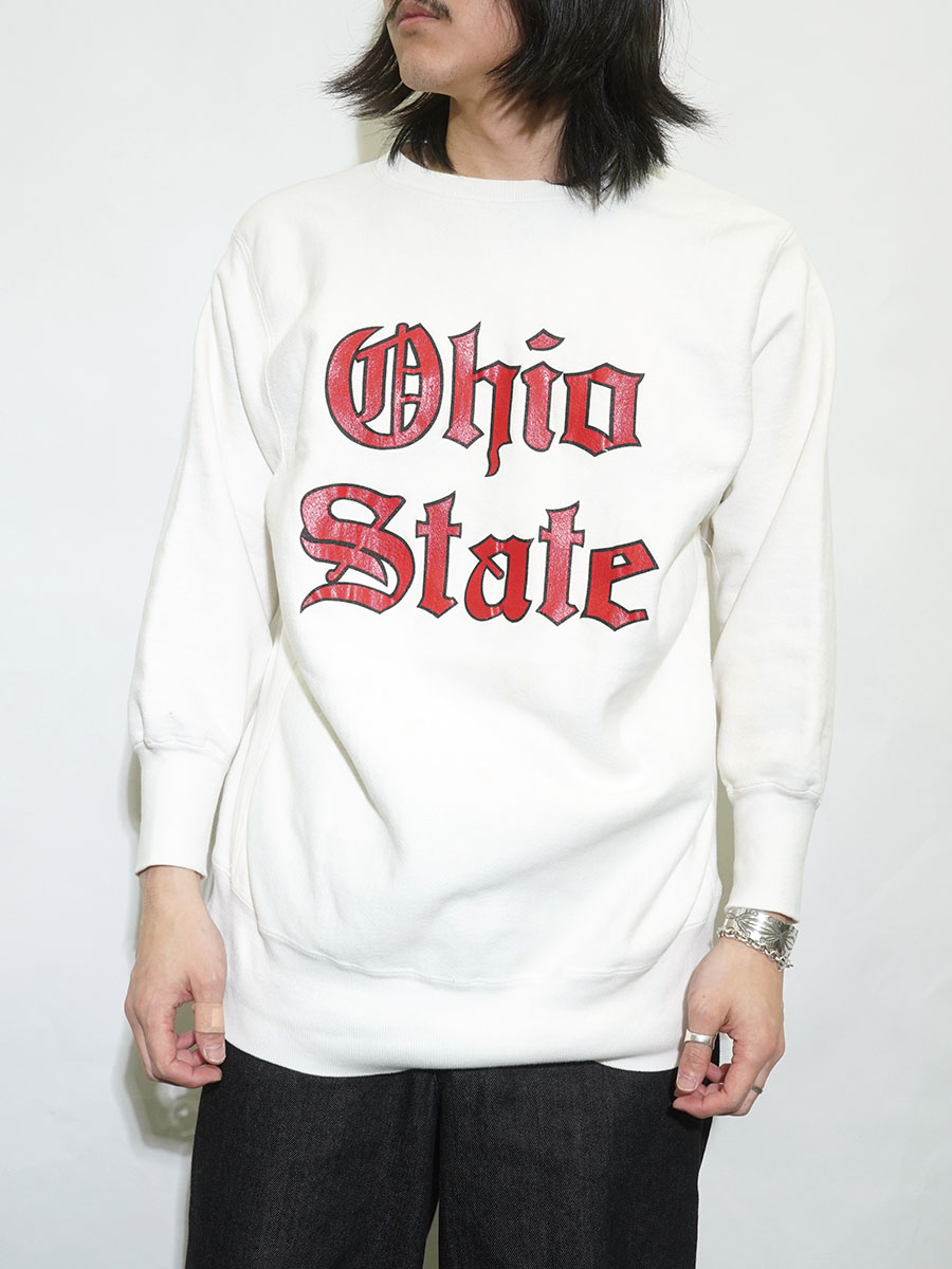 90'S CHAMPION REVERSE WEAVE ''OHIO STATE'' OLD ENGLISH WHITE (SIZE