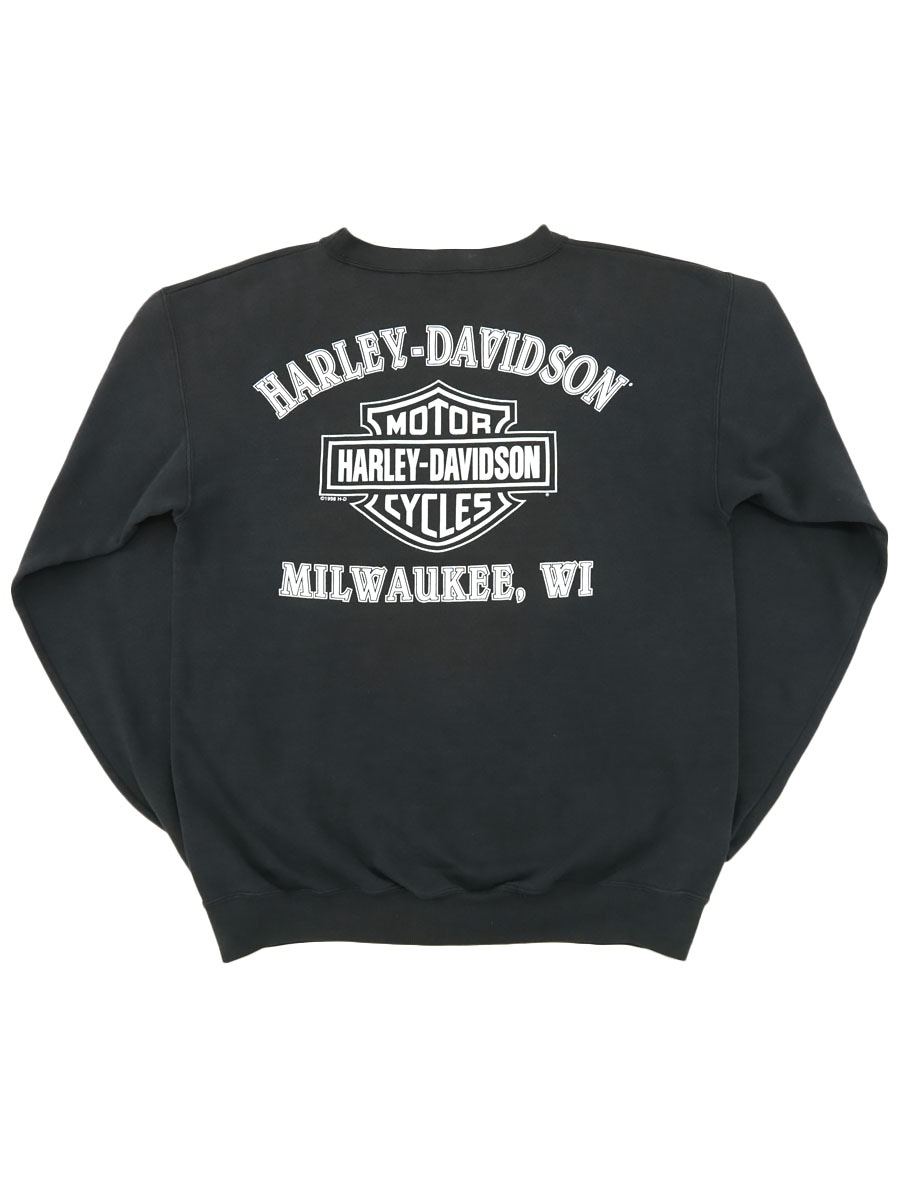 90's H-D ハーレーダヴィッドソン 両面・両袖プリント ファイヤー