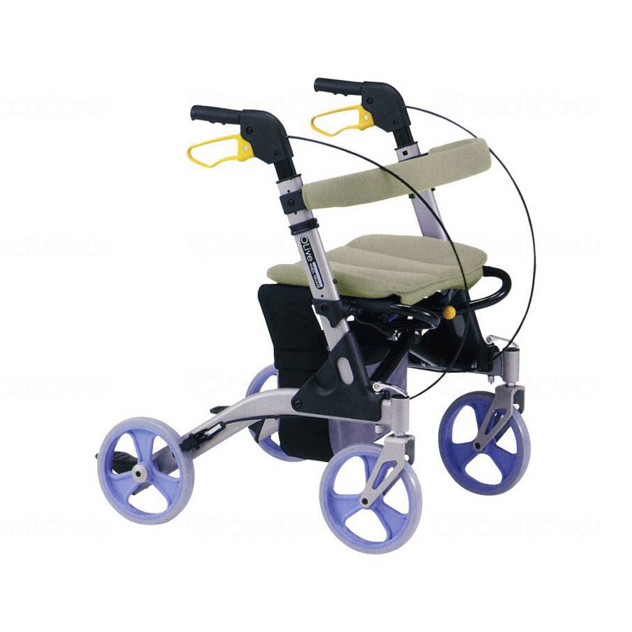 折りたたみ歩行車OLive 8インチ仕様（屋外用） ベージュ ｜ シルバー