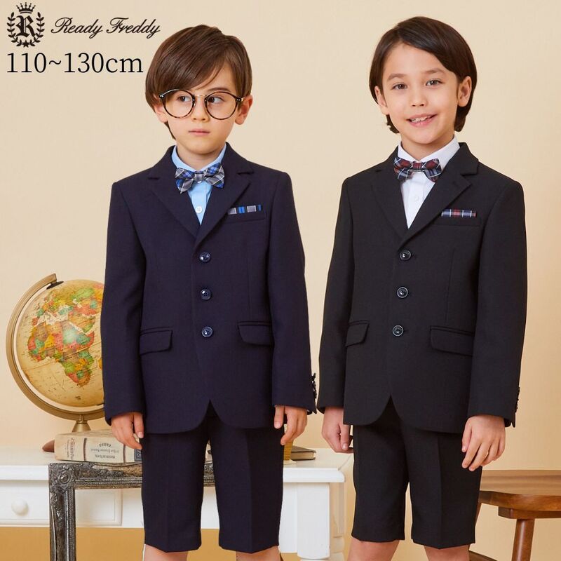 NEW【セール15％OFF】チェック柄ボウタイハーフパンツスーツセット 110