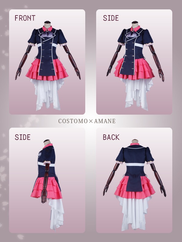 送料無料】とうらぶ風 ピンク×紺色ワンピース 桜色の装備品セット 極ver