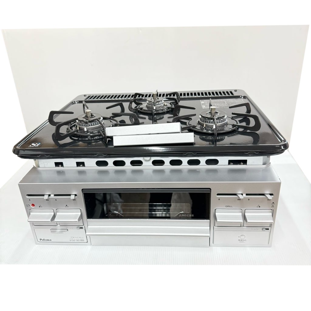 未使用 高年式 パロマ 都市ガス 3口ビルトインコンロ 60cm幅 ホーロー