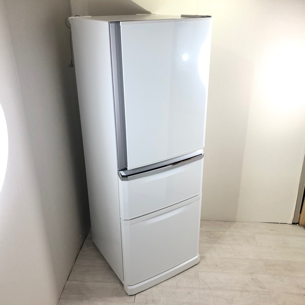 中古 335L 3ドア冷蔵庫 三菱 MR-C34Y-W 2014年製 自動製氷搭載 自社便