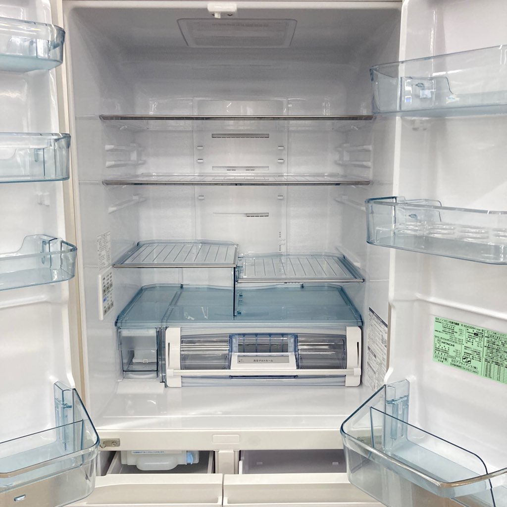 中古近郊自社便可 日立 430L 6ドア冷蔵庫 R-XG4300H-XW 2018年製 真空