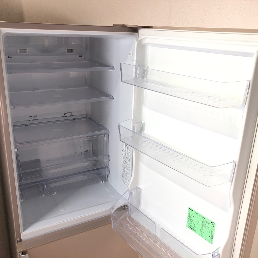 中古 270L 2ドア冷蔵庫 サンヨー SR-D27U-P 2011年製 シャインピンク