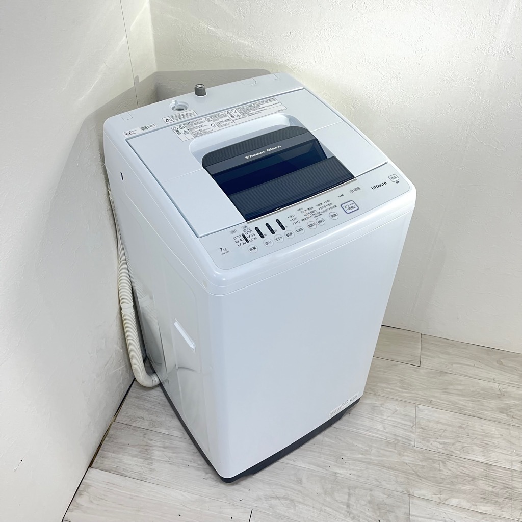 中古 日立 7.0kg 全自動洗濯機 白い約束 NW-70F 2021年製 簡易乾燥機能