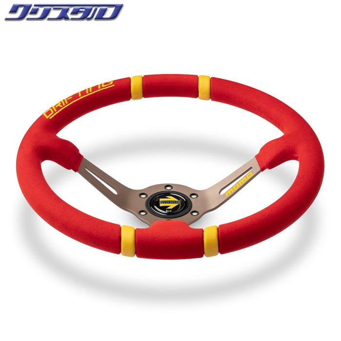 MOMO DRIFTING マイクロファイバー 350Φ 85mm DEEP グリップ：レッド