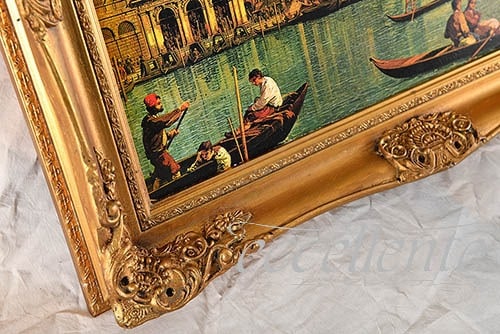 イタリア製 額絵 大 ベネチアゴンドラ｜Q810807111 | イタリア家具