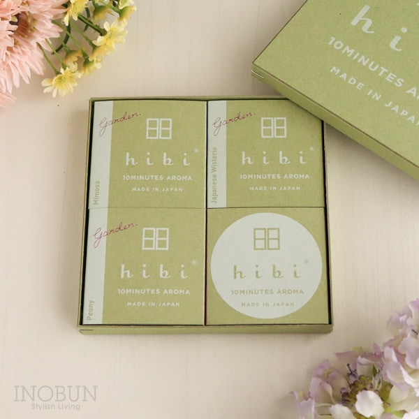 hibi ヒビ 10MINUTES AROMA garden. 3種ギフトボックス お香 マッチ
