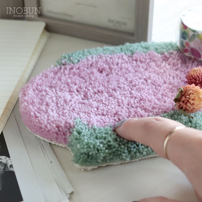 ミニラグ MOYO mini line rug ライトピンクxグリーン ラグマット タフ