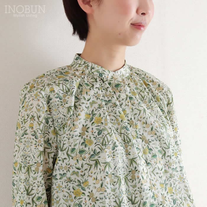 再入荷予定なし】amherst リバティ バンドカラータックブラウス 長袖