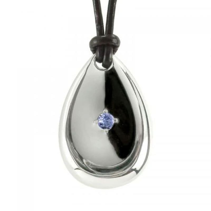 アメノシズク シルバー x 牛革ひも タイプ（＊埋め込みパワーストーン