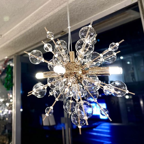 インテリア照明 バブルシャンデリア ガラスボール LED4灯 ゴールド