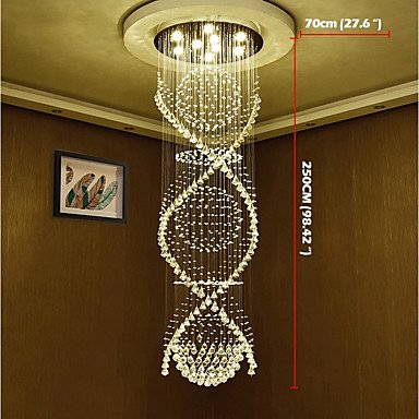 円型吹き抜け・ワイヤーアートクリスタルシャンデリア 9灯 クローム