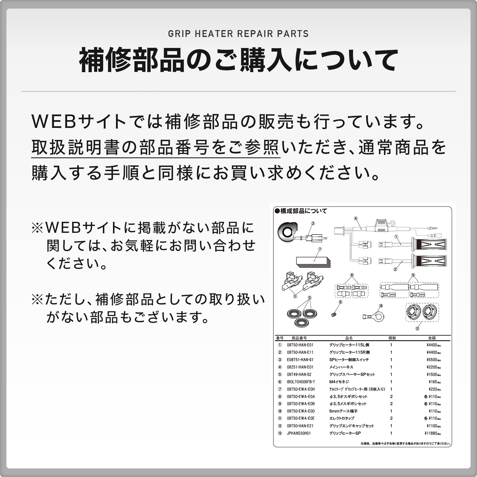 Ninja250 EX250P JBK Ninja400 EX400G EBL グリップヒーターSP