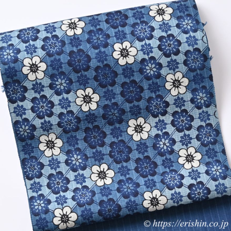城間栄市 琉球本紅型 染名古屋帯（小花づくし/藍型・松煙染）※お値段は