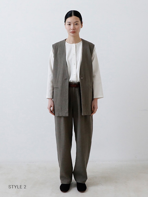 evam eva｜cotton wool no collar shirt｜ladies',tops