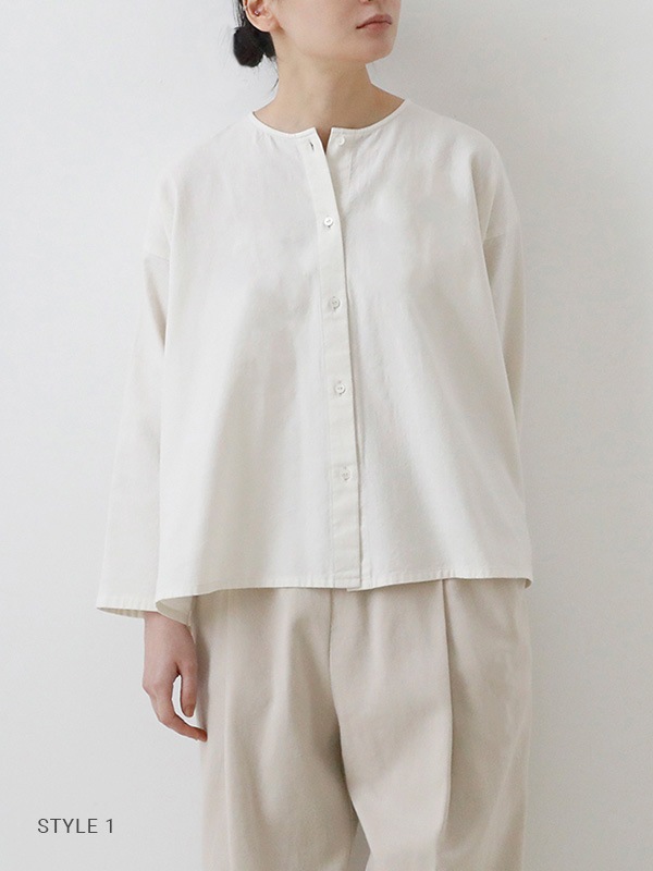evam eva｜cotton wool no collar shirt｜ladies',tops