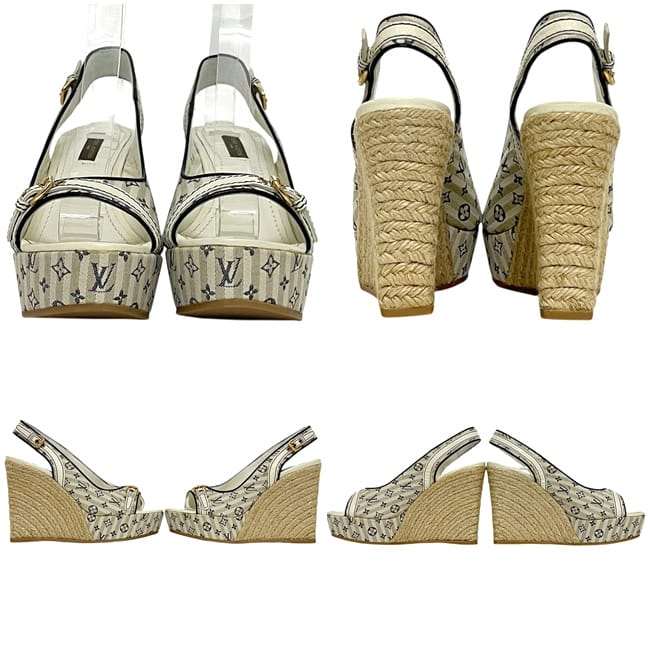 ルイ ヴィトン ウェッジソールサンダル ネイビー グレー ホワイト