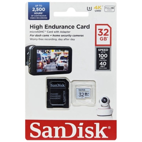 ドライブレコーダー対応・サンディスク高耐久32GB【microSDHCカード