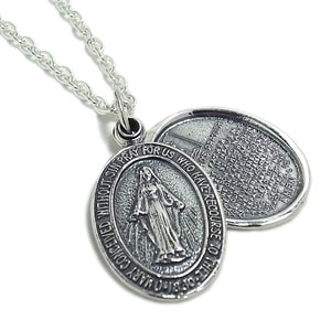 聖母マリアのメダイ【主の祈り（英訳）入り】 シルバーペンダント